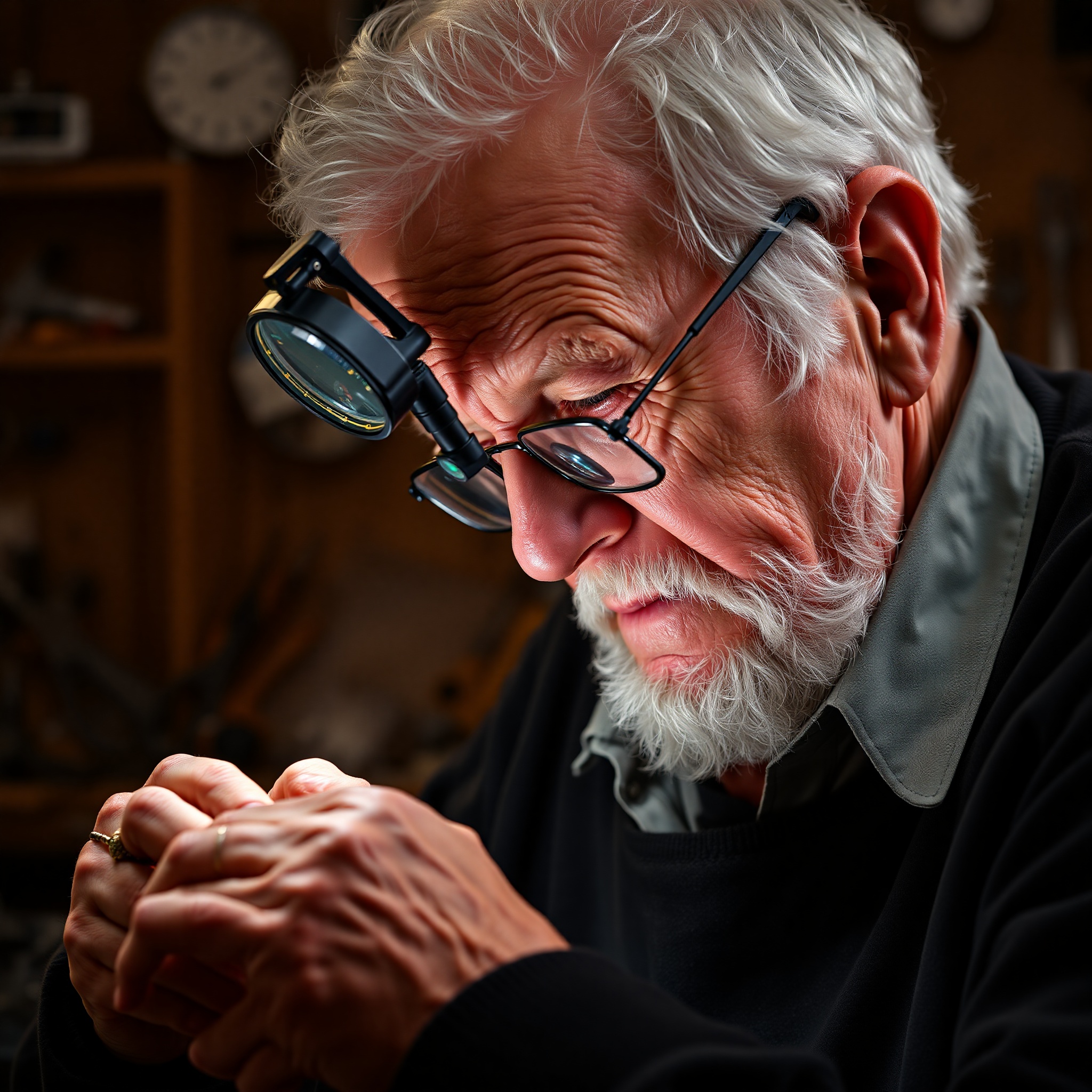 Master watchmaker with decades of experience working on complex mechanical watch movement