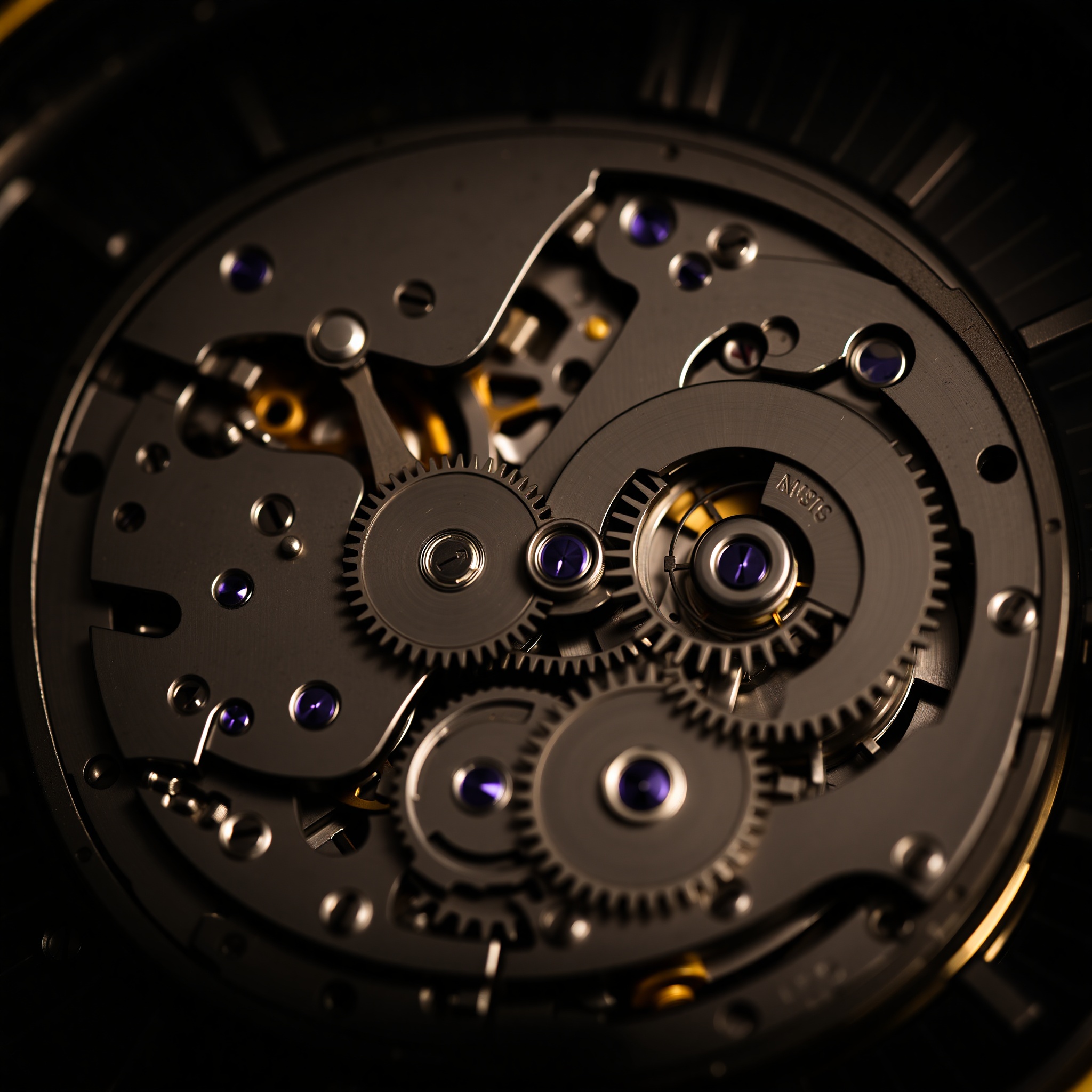 Luxurious vintage mechanical watch displayed showing intricate internal gears and escapement mechanism